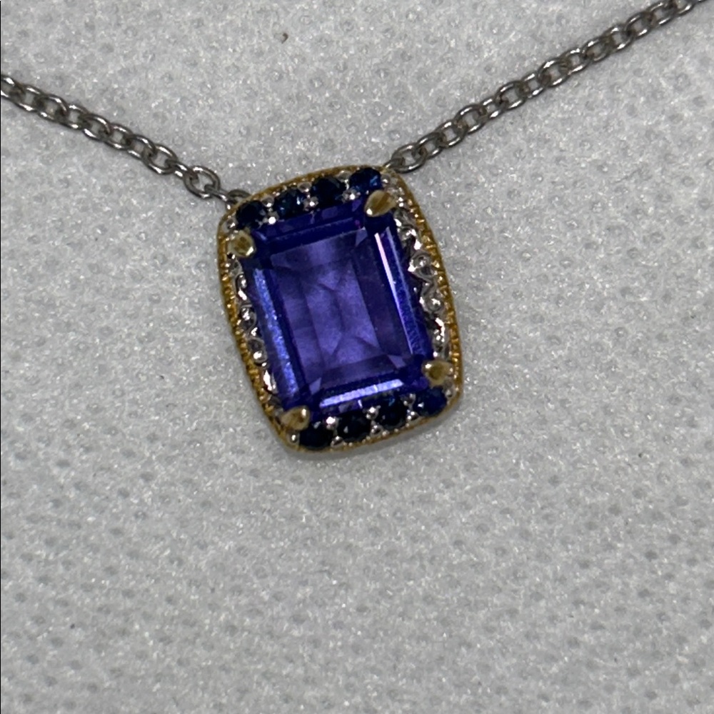 NWOT Gems En Vogue Sterling Silver Palladium Genuine Iolite Gemstone Necklace